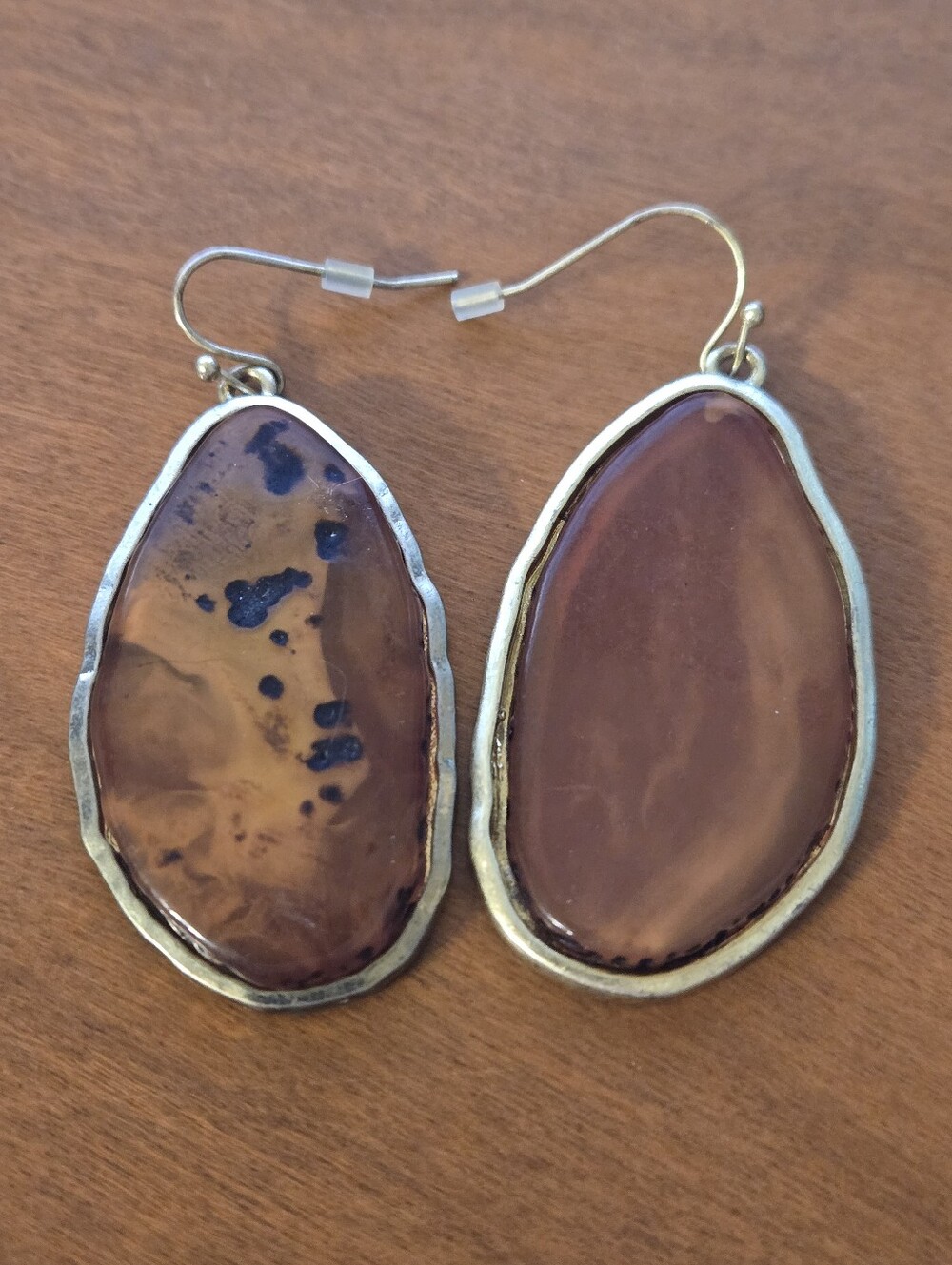 Vintage Agate Geode Earings - Gold Tone